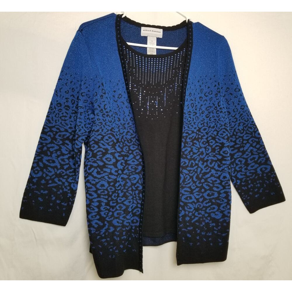 Alfred Dunner Classic Layered Sweater Pullover Metallic / Gems Size PL- NWOT's